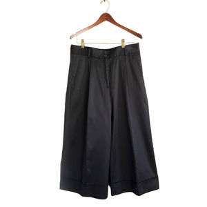 Dries Van Noten 100% Cotton Pleated Black Wide Leg Pants Women’s Size 44